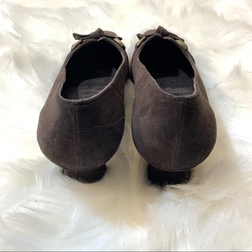 Stuart Weitzman Dark Brown Suede Kitten Heel shoes